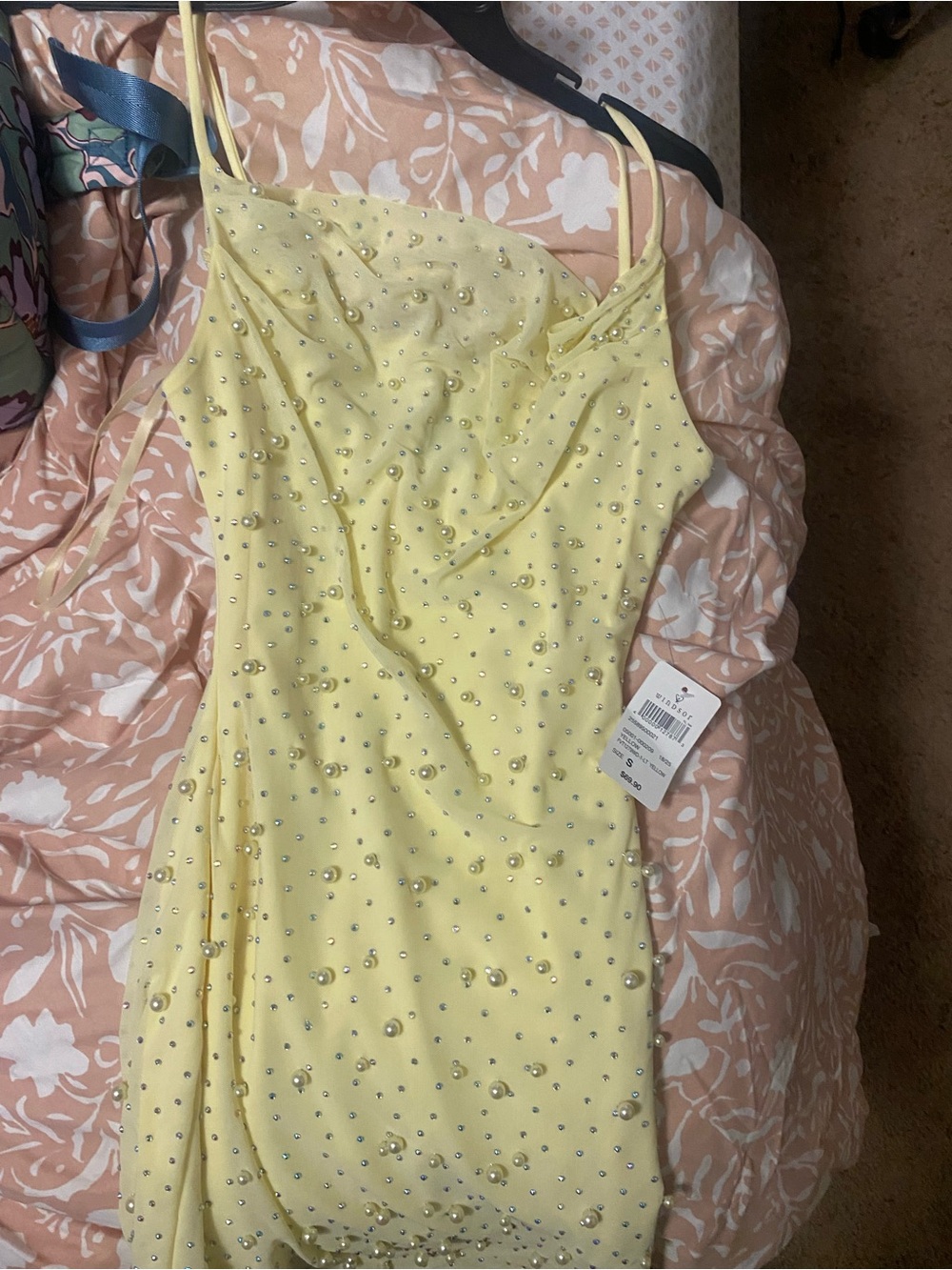 Windsor Yellow Embellished Slip Mini Dress